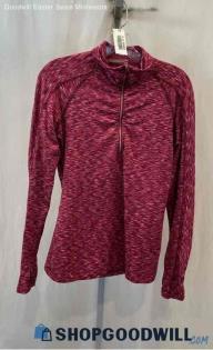 Athleta Women's Heathered Pink Two-Toned Fitted Full Zip Sweatshirt