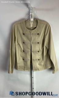 Chico's Women's Light Tan Clasp Double Breasted Fashion Jacket - Sz PM