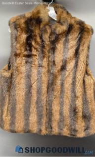 Women's Brown Reversible faux fur vest by Coaco New York - Sz L