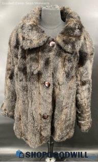 Utex Classic Women's Brown faux fur coat - Sz L