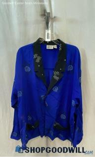 Chico's Women's VTG Blue/White Swirl Patterned Button Up Shirt - Sz XL