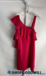 Zara Women's Dark Pink Asymmetrical Cold Shoulder Ruffle Tank Shirt - Sz S