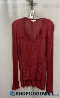 Lucky Brand Women's Rose Pink Pintuck Sheer Lightweight Long Sleeve Shirt - Sz L