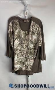 Chico's Women's Brown 3/4 Sleeve Shirt - Sz XL