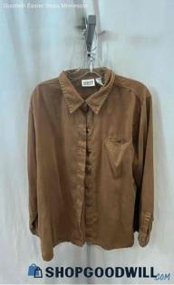 Chico's Women's Brown Velvet Long Sleeve Button Up Shirt - Sz XL