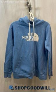 The North Face Women's Blue Fleece Lined Logo Graphic Hoodie - Sz L