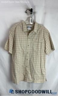 Columbia Men's Beige/Gray Plaid Button Up Shirt - Sz XL