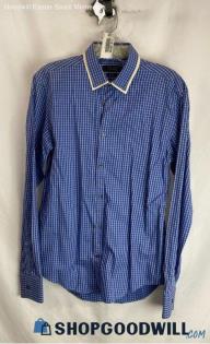 Zara Men's Blue Gridline Button Up Shirt - Sz M