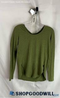 Lululemon Women's Heathered Green Cotton Long Sleeve - Sz 2