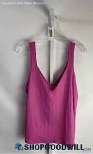 Zara Women's Magenta Ribbed Knit V-Neck Tank Top - Sz XL