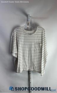 Lane Bryant Women's White/Black Striped Short Sleeve Shirt - Sz 22