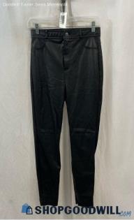 Zara Women's Black Shiny Faux Leather Skinny Pants - Sz M