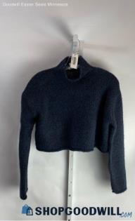 Zara Women's Dark Blue Long Sleeve Crop Top Sz S