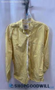 Lacoste Men's Yellow/White Plaid Button Up Long Sleeve Shirt - Sz 42