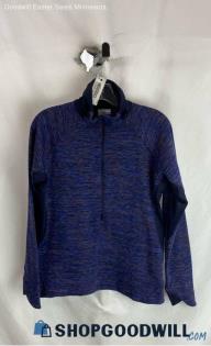 Columbia Women's Blue/Purple Heather 1/2 Zip Slim Fit Henley Sweater - Sz L