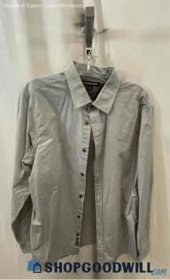 Michael Kors Men's White/Gray Long Sleeve Button Up Shirt - Sz L