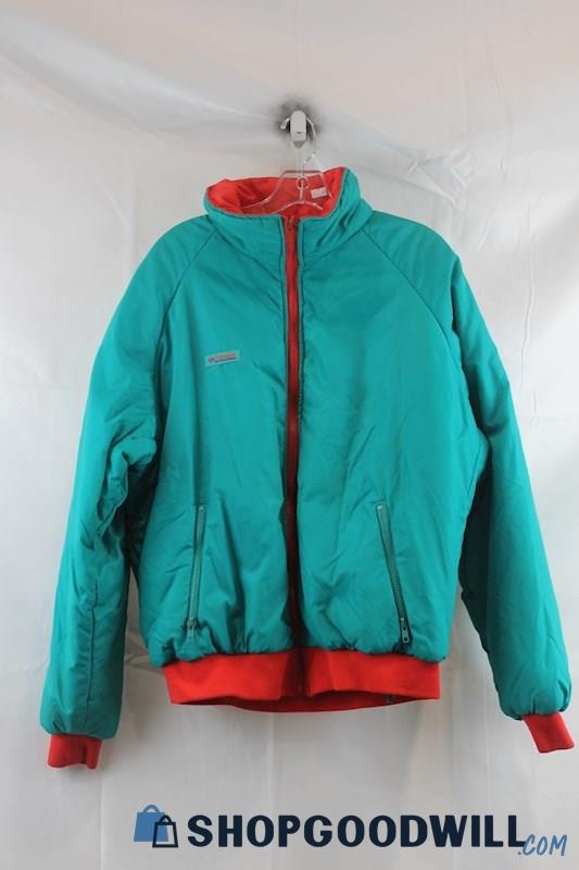 Columbia Mens Aqua Green/Red Reversible Puffer Jacket Sz XL