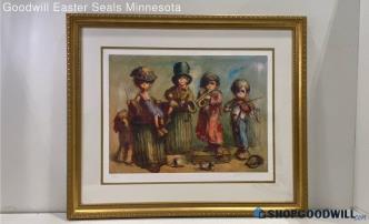 "Buskers" Barry Leighton-Jones Signed Matted & Framed Litho Print 42/950 PICKUP