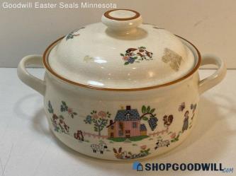 Country Home Vintage Casserole Dish W/ Lid 2 Qt