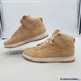 Nike Women's Dunk High Premium Vachetta Tan Leather Sneakers Sz 8.5