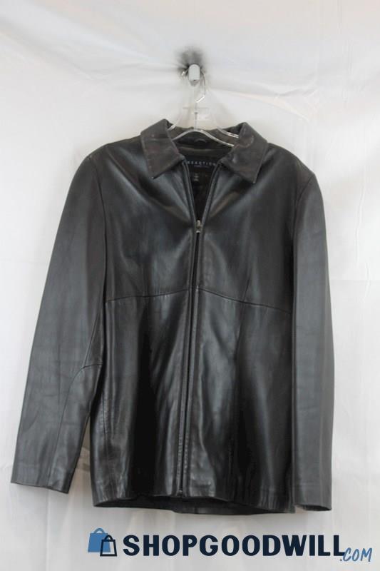Kenneth Cole Mens Black Leather Jacket Sz L