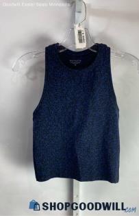 Athleta Women's Black/Navy Speckled High-Neck Cropped Active Tank Top - Sz XS