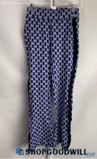 Anthropologie Women's Purple/Black Geo Pattern Pull-On Bootcut Leggings - Sz XS