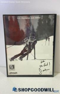 Signed Black-Plastic-Frame Black/White Photo US Olympian Skier Jack Miller 8x10"