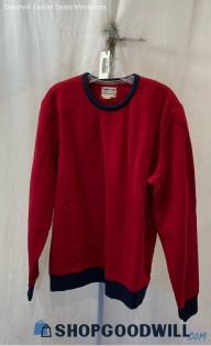 Land's End Men's Red/Navy Crewneck Sweater - Sz LT