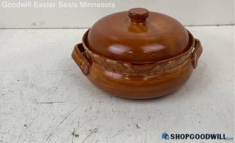 Boston Warehouse Brown Glazed Stoneware Lidded Soup Tureen Pot Vintage Italy