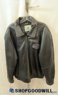 Burk's Bay Men's VTG Black Genuine Leather Zip Up Bomber Jacket - Sz XL