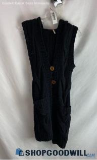 Free People Women's Black Knit Wool Sleeveless Sweater - Sz SP