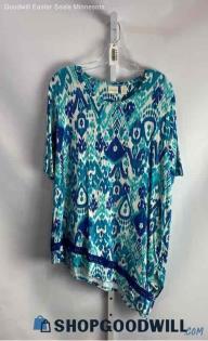 Chico's Women's Blue/White T-Shirt - Sz XL