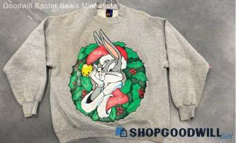 Bugs Bunny Christmas Themed LS Grey Sweatshirt by Sun Sz L