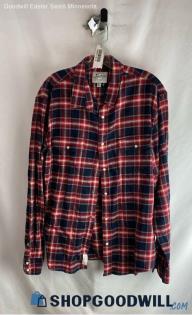 Lucky Brand Men's Red/Navy Plaid Flannel - Sz XL