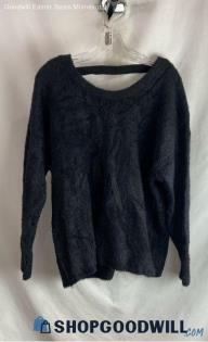 NWT Torrid Women's Blk Drop Shoulder Open Back Crochet Trim Fuzzy Sweater - Sz 1