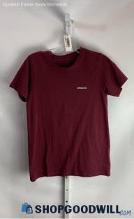 Patagonia Women's Maroon Heathered Back Graphic T-shirt - Sz S