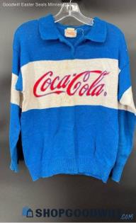 Coca-Cola Classic Logo LS Blue & White sweater - Sz L