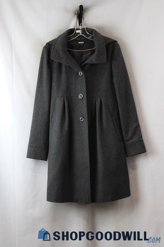 DKNY Women's Charcoal Wool Pea Coat SZ-4