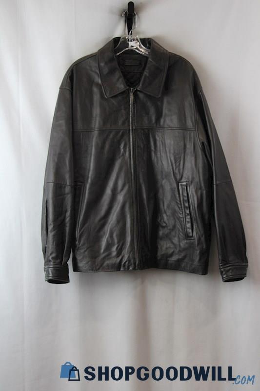 Axcess Men's Black Genuine Leather Coat SZ-XL
