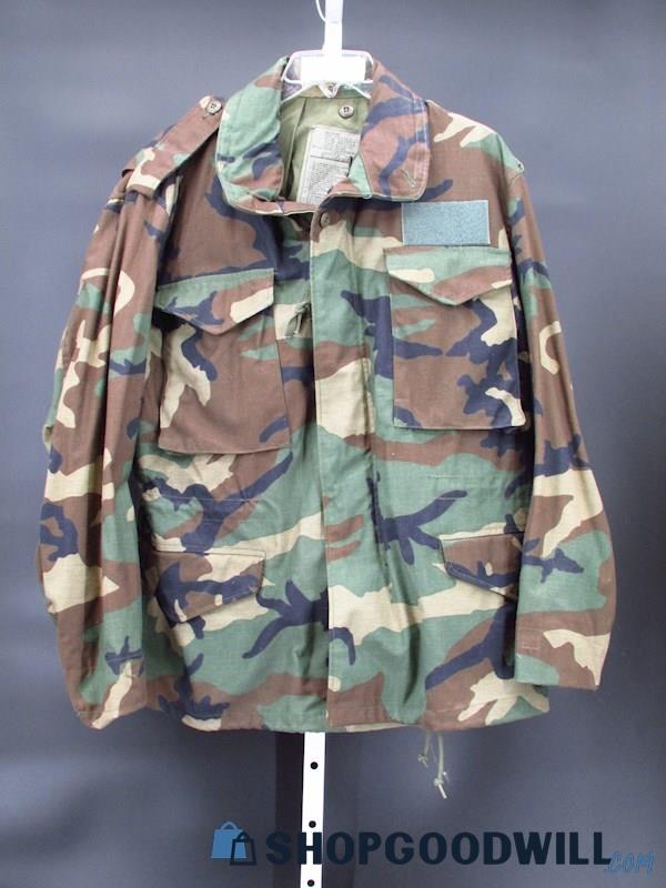 US Army Men's Green Woodland Camouflage Cold Weather Coat Size Medium Short