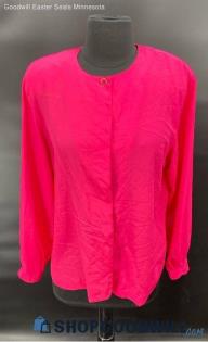 Claus Women's LS Hot Pink Polyester Blouse - Sz 8