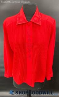 Tan Jay Petites Women's Classic Red LS Dressy blouse - Sz 6