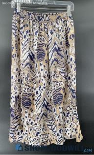 Natalie Women's Polyester Blue/Tan Print Summer skirt - Sz 10