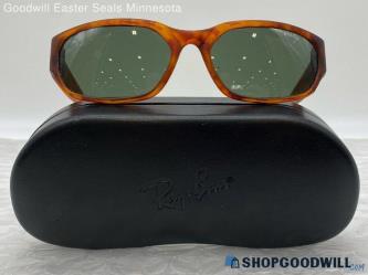 Ray Ban Men Matte Plastic Rectangle Frame Amber Tortoise Prescription Sunglasses