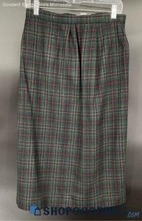 Peabody House Women's Wool Blend Green/Blue Plaid skirt - Sz 11/12