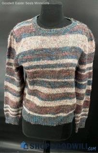 Stephanie J Women's Mohair Blend LS Stripe sweater - Sz M