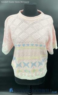 Women's Soft Pink & Blue pattern SS sweater