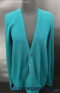 Jantzen Men's Classic Teal Green Button Front sweater - Sz L