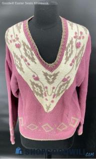 That's Me! Women's Mauve V-Neck Pull-Over sweater - Sz L